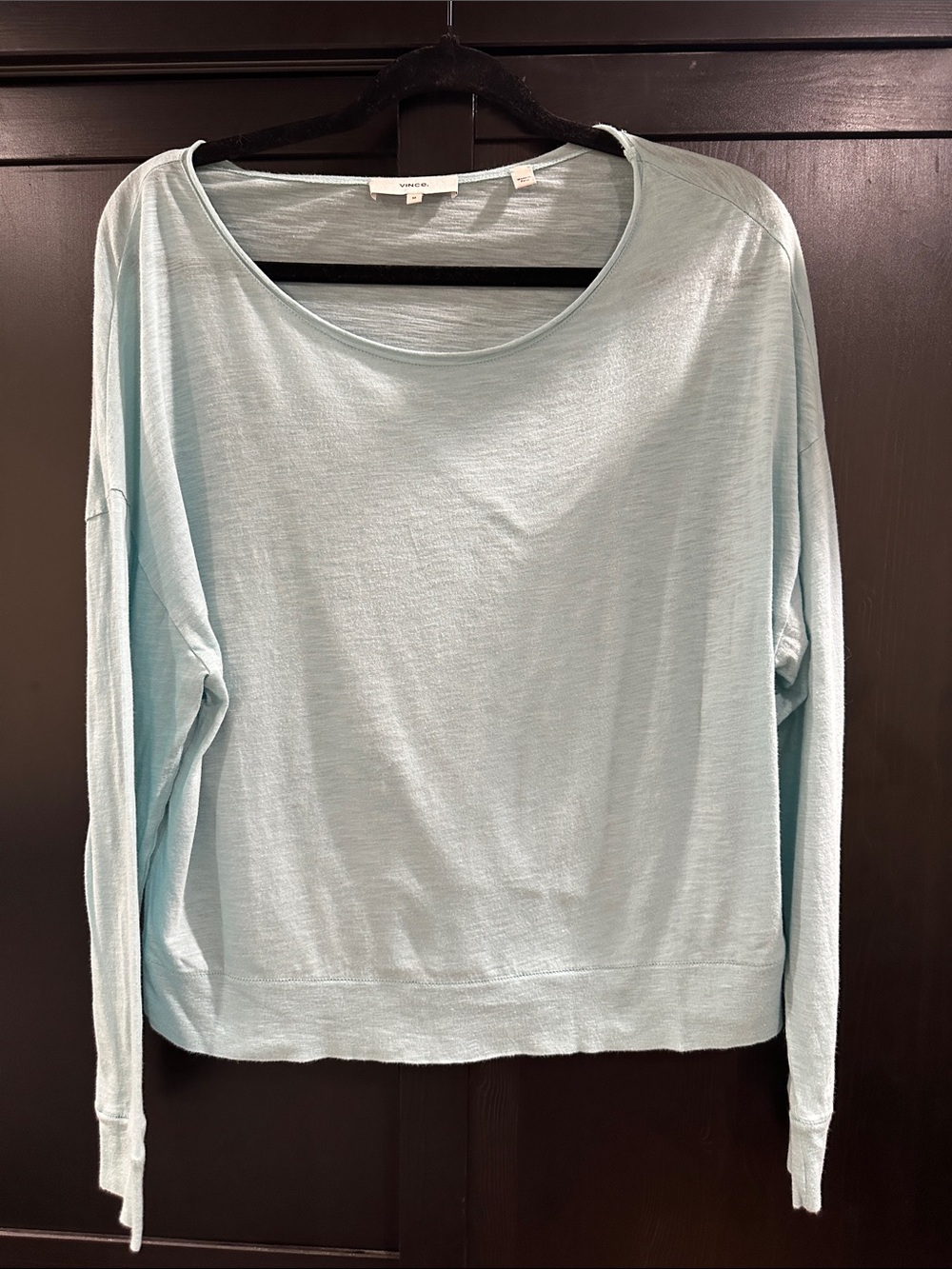 Vince Light Blue Long Sleeve Scoop Neck Tee